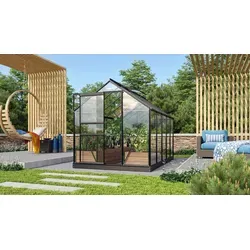 Vitavia Gewächshaus Venus 6200 - Schwarz, ESG 3mm - Garten-Zubehör für Einsteiger: Das beliebte Gewächshaus Venus 6200 bietet eine Grundfläche von 6,2 m² und ist mit bruchsicherem Sicherheitsglas ausgestattet. Ideal für den mühelosen Anbau von Pflanzen.