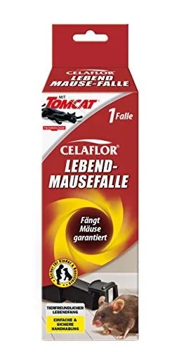 Celaflor Lebend-Mausefalle, tierfreundliche Lebendfalle für den Innen- und Außenbereich, wiederverwendbar, 1 Stück
