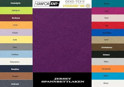 EXKLUSIV HEIMTEXTIL Jersey Spannbettlaken 90 - 100 x 200 cm Lila - Bettlaken in hochwertiger Jersey-Qualität mit optimalem Sitz dank Rundumgummizug. Erhältlich in 22 Farben und 6 Größen, ideal für jede Matratze und pflegeleicht bis 60°C.