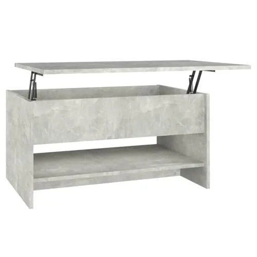 vidaXL Couchtisch Höhenverstellbar Kaffeetisch Beistelltisch Wohnzimmertisch Sofatisch mit Stauraum Betongrau 80x50x40cm Holzwerkstoff