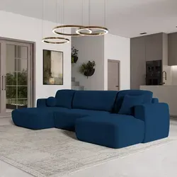 Ecksofa SENTUM K mit Schlaffunktion - Blau - Sofa mit Bettkasten und eleganter Verarbeitung, ideal für Wohnräume. Multifunktional mit Schlaffunktion und praktischem Stauraum für ein aufgeräumtes Ambiente.