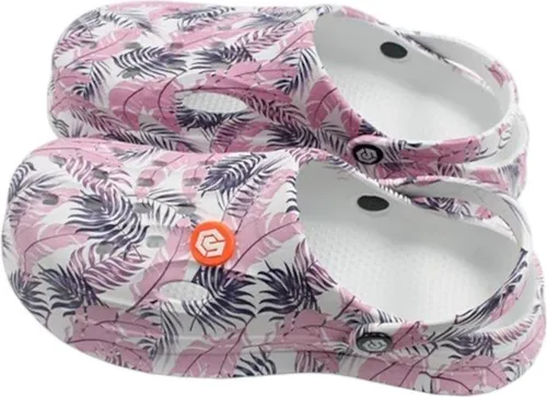 Damen Clogs Blumen » e Damenschuhe » Badeschlappen mit Blumenmuster » Sommer Garten Schuhe & Garten Schuhe » Badelatschen mit Riemen und Cut-Outs: Motiv 8 / 38-39 Motiv: Motiv 8 Schuhgröße: 38-39