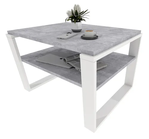 möbelkap Couchtisch 61×51 cm – Moderner Wohnzimmertisch mit Ablagefläche in Beton Optik/Weiß - Vielseitiger Couchtisch 61×51 cm aus hochwertigem Holzwerkstoff, ideal für Wohnzimmer und kleine Räume. Mit praktischer Ablagefläche für Ordnung. Stabil und langlebig, perfekt für den Alltag. Schneller Aufbau garantiert!