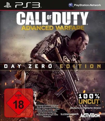 Call of Duty: Advanced Warfare-Day Zero Edition für PS3 - Action & Abenteuer Videospiel, USK ab 18 Jahren, bietet spannende Multiplayer-Modi und eine fesselnde Einzelspieler-Kampagne, ideal für Fans der Serie.