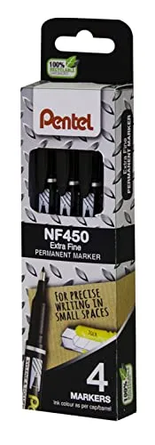 Pentel Permanentmarker, extrafein, Schwarz, 4 Stück