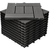 ECD Germany WPC Terrassenfliesen 30x30cm - 55er Spar Set in Anthrazit - Terrassen- & Balkonfliesen mit pflegeleichter Holzoptik, ideal für Garten und Balkon. Das innovative Klicksystem ermöglicht eine mühelose Verlegung ohne Werkzeug und sorgt für optimalen Wasserablauf.