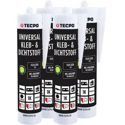 4x TECPO Universal Klebe- und Dichtstoff FLEX SEAL 522 SCHWARZ 1K...