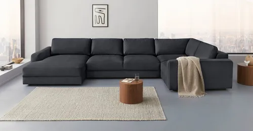 Home affaire Wohnlandschaft Bloomfield, Mega Polsterprogramm, Breite 405cm, viel Platz, U-Form, mit extra tiefer Sitzfläche, wahlweise mit Sitztiefenverstellung