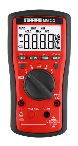 Benning MM 2-2 Hand-Multimeter digital - TRUE-RMS, 6.000 Punkte LCD-Anzeige, ideal für Elektrotechnik und Photovoltaik
