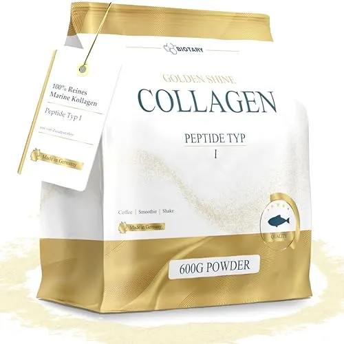 GOLDEN SHINE Marine Kollagen Pulver 600g – Hochdosiertes Fisch Kollagen für Schönheit