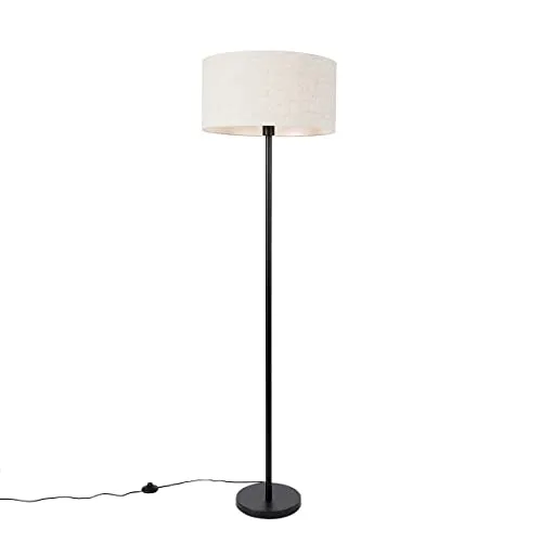 Qazqa Stehlampe Simplo - Moderne Standleuchte in Schwarz - Standleuchten mit E27-Fassung, dimmbar für individuelle Lichtstimmungen, modernes Design aus Stahl und Stoff, ideal für stilvolle Innenräume.