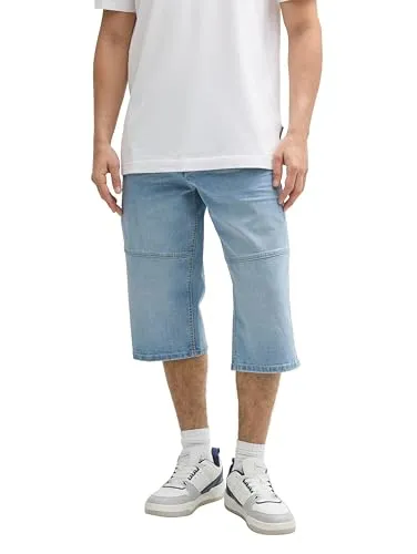 TOM TAILOR Herren 1044980 Bermuda Jeans Shorts - Herren-Shorts im Five-Pocket-Style, knielang mit abnehmbarem Flaschenöffner und hohem Stretch-Anteil für maximalen Komfort und Bewegungsfreiheit, perfekt für Sommer und Urlaub.