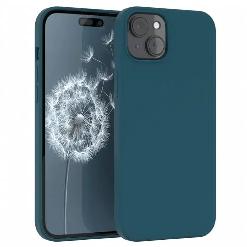 EAZY CASE Premium Silikon Handyhülle kompatibel mit iPhone 15 Plus Slimcover mit Kameraschutz und Innenfutter, Silikonhülle, Schutzhülle, Bumper, Handy Case, Hülle, Softcase, Petrol
