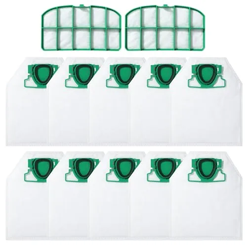 BUCOMTU 10 Staubsaugerbeutel für Vorwerk Kobold VK200 und FP200 Staubsauger, inklusive 2 Filter, staubsaugerbeutel vk200,aus Vliesstoff