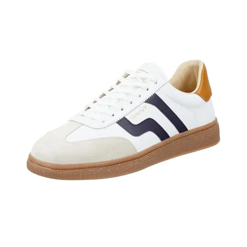 Gant Cuzmo Herren Sneaker - G316-White-Marine in Weiß - Stylische Herren Sneaker aus hochwertigem Glattleder, ideal für den Alltag. Komfortable Passform und robuste Gummisohle für einen sicheren Halt.