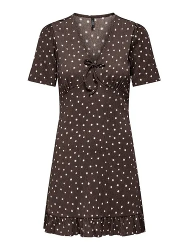 ONLY Onlmolly Life S/S V-Neck Dress JRS Noos - Stylisches Midikleid für Jugendliche mit V-Ausschnitt und Schleifendetails, ideal für Freizeit und besondere Anlässe. Bequem und modisch, perfekt für den Sommer!