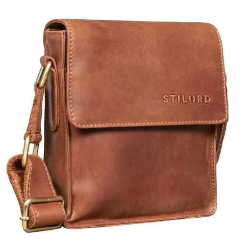 STILORD 'Nate' Herrentasche aus Leder - Vintage Umhängetasche für Männer - Messenger-Bag aus echtem Büffelleder mit 5 Fächern, ideal für die Aufbewahrung von Smartphone und Geldbörse. Perfekt für stilbewusste Männer, die eine praktische und modische Lösung suchen.