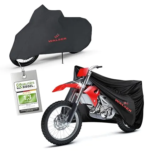 WALSER Autosonnenschutz Motorradgarage Indoor Stretch 110 x 135 cm - Auto-Sonnenschutz: Schützen Sie Ihr Motorrad zuverlässig vor Staub und Schmutz mit der dehnbaren Abdeckplane, die einfach zu montieren ist und in einer praktischen Aufbewahrungstasche geliefert wird.