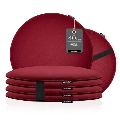 Ampara 4er Set Stuhlkissen in rot von Ampara
