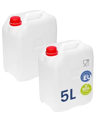 Garronda 2er Pack 5L Wasserkanister Camping BPA-frei Lebensmittelecht Wasserbehälter Kanister 5 L Wassertank Camping Zubehör Outdoor Wasserkanister GD-0082 Weiß
