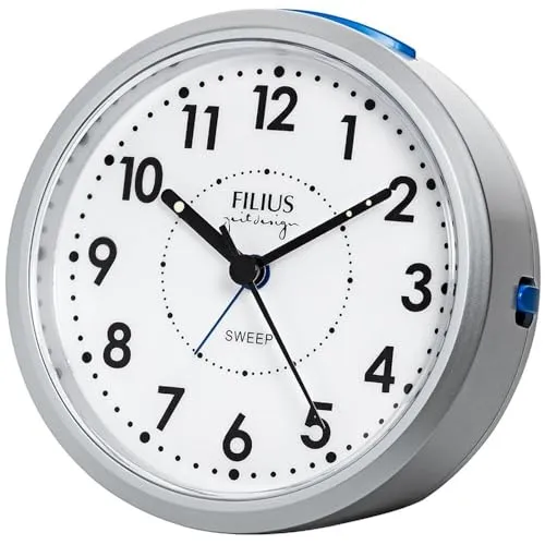 Filius Quarz Wecker 0528-19 - Lautloser Quarz-Wecker mit schleichender Sekunde, Snooze-Funktion und Nachtbeleuchtung. Idealer Begleiter für ruhigen Schlaf und einfaches Ablesen.