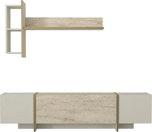 moebel17 TV-Wand Wohnwand in Beige mit Granit Optik von Moebel17