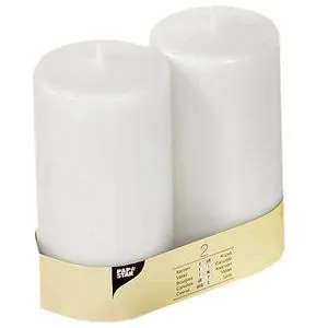 Papstar Kerzen 82095, Stumpenkerzen, weiß, Ø 8 cm, Höhe 15 cm, 2 Stück