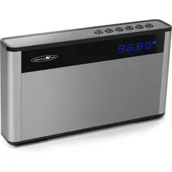 Reflexion SB200 / Tragbarer UKW / Bluetooth Lautsprecher mit wieder aufladbaren Akku / AUX IN / Micro SD / USB - Silber