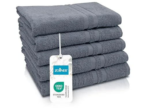 ZOLLNER 5er Set Duschtücher 70x140 cm in grau von Zollner