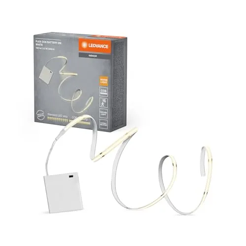LEDVANCE FLEX LED-Lichtstreifen mit Akku-Betrieb, COB-Technologie für homogene Lichtverteilung, 3.3 W, 150 lm, 2 m Länge, flexibel und biegsam, für Innenraumanwendungen, LED nicht austauschbar