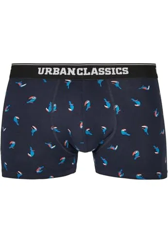 Urban Classics Herren Boxer Shorts 3-Pack Boxershorts, Bird AOP & Boxer orange & cha, XL (3er Pack)