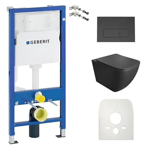 GEBERIT Duofix Vorwandelement + Wand WC Onil Schwarz