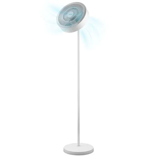 Cecotec Standventilator EnergySilence FanLamp 36 W, DC Motor, LED-Innenringlicht: 3 Farbtöne, Umkehrbarer Luftauslass, 360°-Drehung, Touch-Modus, Display, 8-Stunden-Timer, Einstellbare Höhe