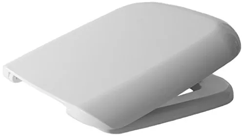 WC-Sitz aus Duroplast, Serie Conca von Ideal Standard, weiß, mit Edelstahlscharnieren.