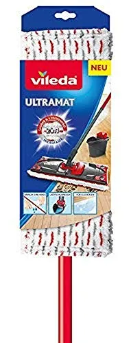 Vileda Ultramax Power 2-in-1-Flachreinigungssystem, Metall/Mikrofaser, schwarz/rot, 14 x 35 x 150 cm, 1 Stück