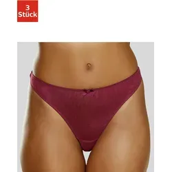 String PETITE FLEUR, Damen, Gr. 40/42, 3 Stk., rot (weiß, rosé, brombeer), Microfaser, Obermaterial: 86% Polyamid, 14% Elasthan, körpernah, Unterhosen String, mit Spitze hinten