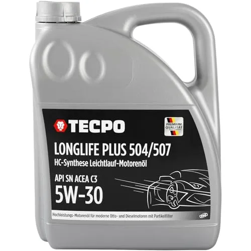 TECPO Motoröl 5 Liter 5W-30 LONGLIFE Plus HC Synthese ACEA C3 API SN / 504/507 / MB 229.31 229.51 / LL-04 C30