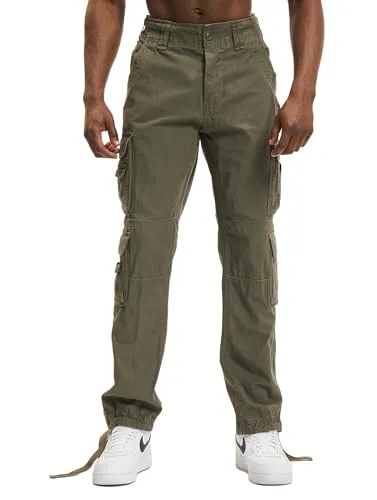 Brandit Pure Slim Fit Pants - Olive, 3XL - Wanderhosen aus robustem, hautfreundlichem Baumwollmaterial mit regulierbarem Bund und modischem Print für einen stilechten Armylook.