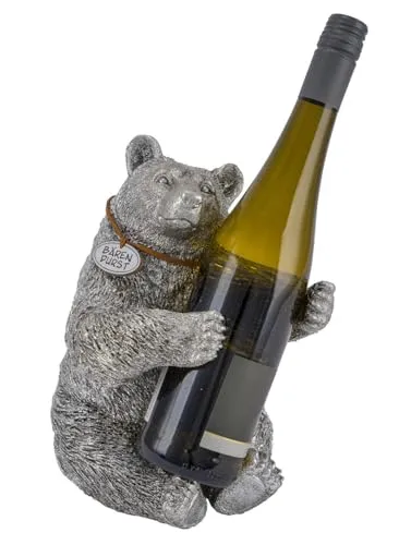 itsisa Flaschenhalter Bär, Silber Bärendurst - Bären Skulptur, Wein Flaschen Halter, Flaschenständer, Geschenkidee