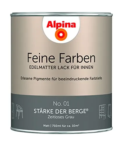Alpina Feine Farben Lack No. 01 Stärke der Berge grau edelmatt 750 ml - Farben & Lacke, edelmatt und strapazierfähig für ein elegantes Finish in jedem Raum.