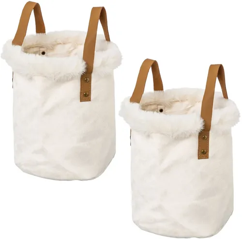 Creativ home Organizer Weihnachtsdeko (Set, 2 St), mit Kunstfellrand und Henkel, Höhe 20 cm, auch als Übertopf geeignet