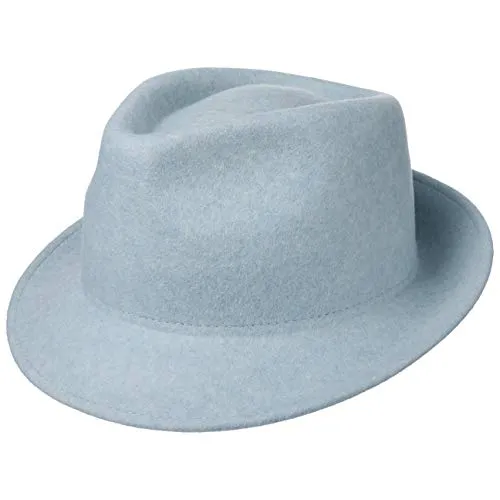Lipodo Trilby Hut aus Wollfilz Herrenhut Made in Italy Herbst Winter hellblau L (58-59 cm)