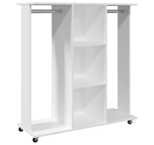 vidaXL Kleiderschrank mit Rollen - Moderer Kleiderschrank aus Holzwerkstoff mit 2 Kleiderstangen und 360°-Lenkrollen für einfache Mobilität und viel Stauraum im Schlafzimmer.