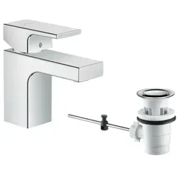 hansgrohe Vernis Shape Waschtischarmatur 71560000 - Waschtischarmatur mit Zugstangen-Ablaufgarnitur, chrom; bietet Komfortzone 70 und ist dank EcoSmart-Technologie besonders wassersparend.