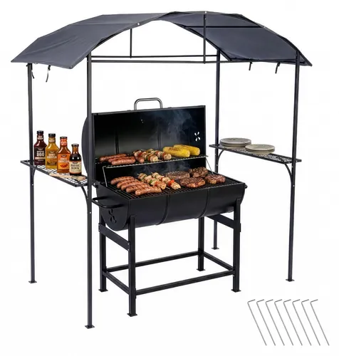 Relaxdays Grill Pavillon aus Metall Anthrazit