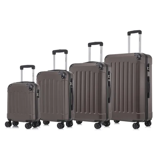 Koffer Suitcase Set – Braun, Trolley Reisekoffer mit 4 Rollen - Praktisches Koffer Set in Braun, ausgestattet mit einem Teleskopgriff und 4 stabilen Rollen für müheloses Reisen. Ideal für Handgepäck und sicher dank integriertem Schloss.