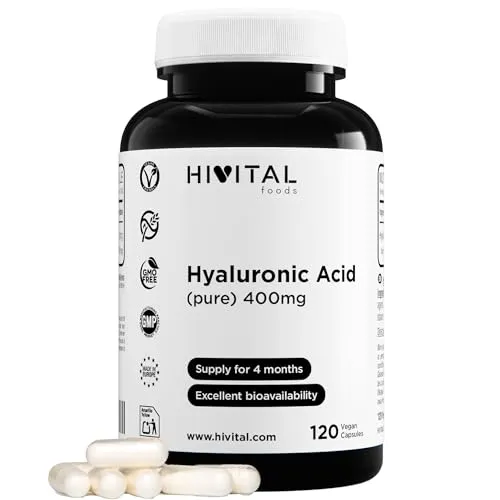 Hyaluronsäure 400 mg. 120 vegane Kapseln für eine 4-monatige Kur.