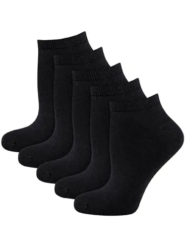 5 Paar Herren Classic Sneaker Socken in Schwarz, Größe 43-46