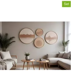 ABERTO DESIGN 4er-Set: Gerahmte Holzkunstdrucke - Sonstige Wanddekoration, bestehend aus 4 hochwertigen Holzkunstdrucken mit vielseitigen Gestaltungsmöglichkeiten für jeden Raum.