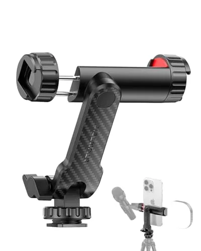 ATUMTEK Handy Adapter für stativ, Smartphone Stativ Adapter mit 2 Kaltschuh und 1/4 Zoll Gewinde, 360° und 180° drehbare handyhalterung,Handy Halterung für Kamera Halterung for iPhone,Samsung,Google